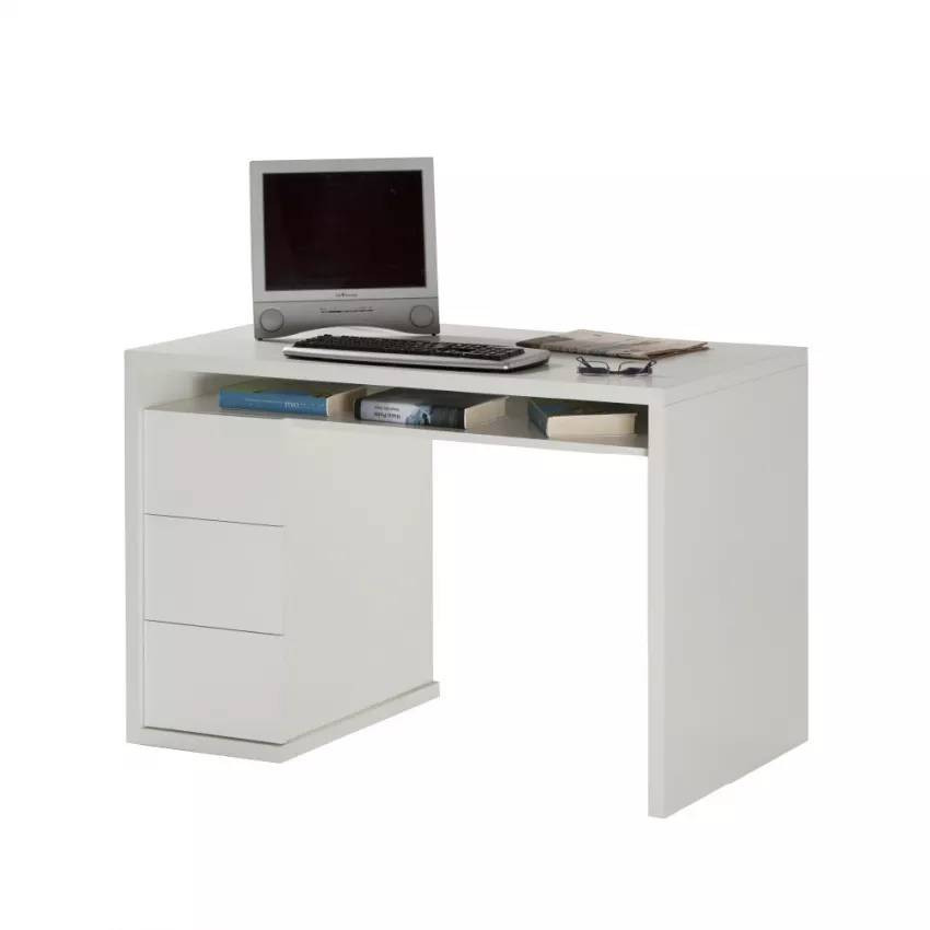 Scrivania bianca moderna 3 cassetti stile moderno 110x60 cm Fabiana