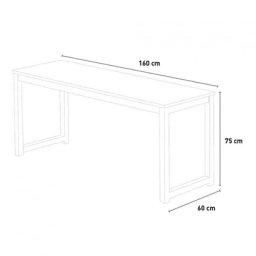 Scrivania industriale in metallo gancio per cuffie incluso 160x60 Lia