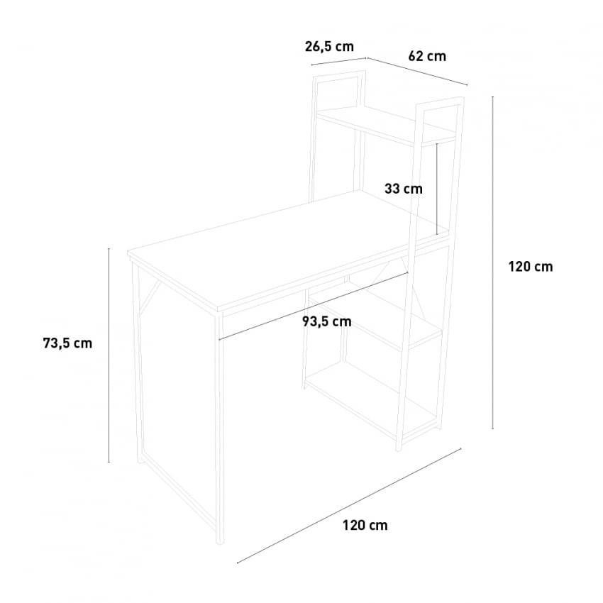 Scrivania industriale armadio 120x62 in metallo effetto legno Pasquale