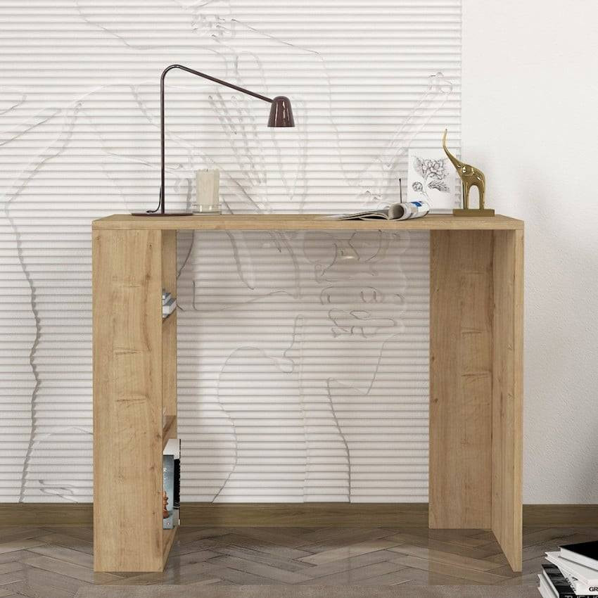 Scrivania moderna da studio e lavoro in legno con 3 scaffali Nadia