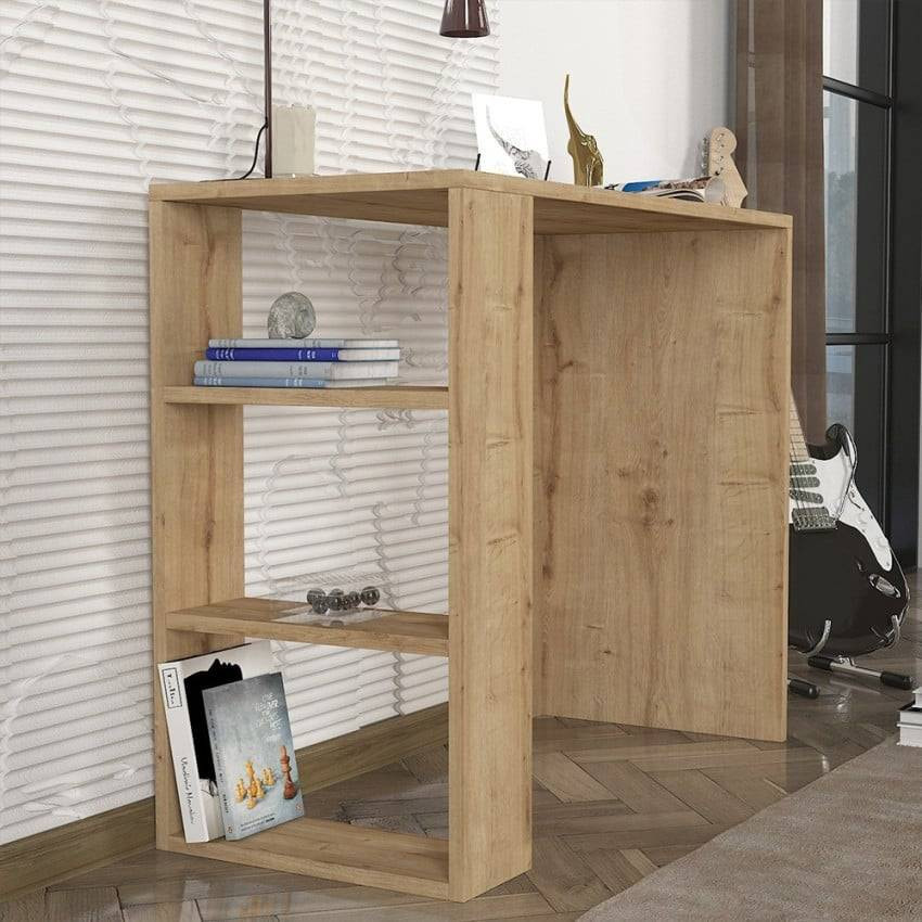 Scrivania moderna da studio e lavoro in legno con 3 scaffali Nadia