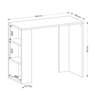 Scrivania moderna da studio e lavoro in legno con 3 scaffali Nadia
