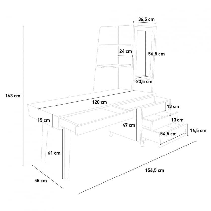 Scrivania design moderno 120x55 cm con compartimento Luca