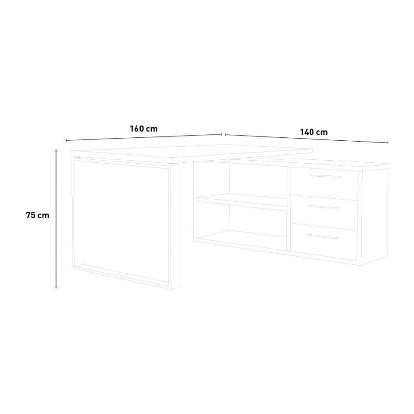 Scrivania ad angolo 170x140 cm robusta moderna minimalista Paolo