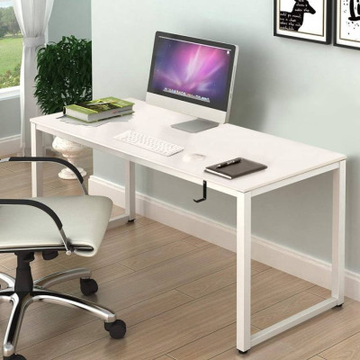 Scrivania design moderno bianco supporto per cuffie 160x60 Hannah