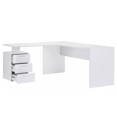 Scrivania angolare moderna 180x160 con comò a 3 cassetti Enrico