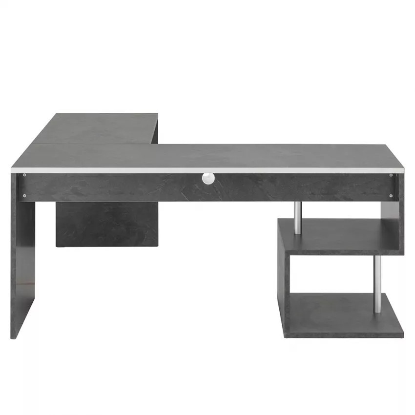 Scrivania angolare moderna 180x160 grigio antracite design Isabella