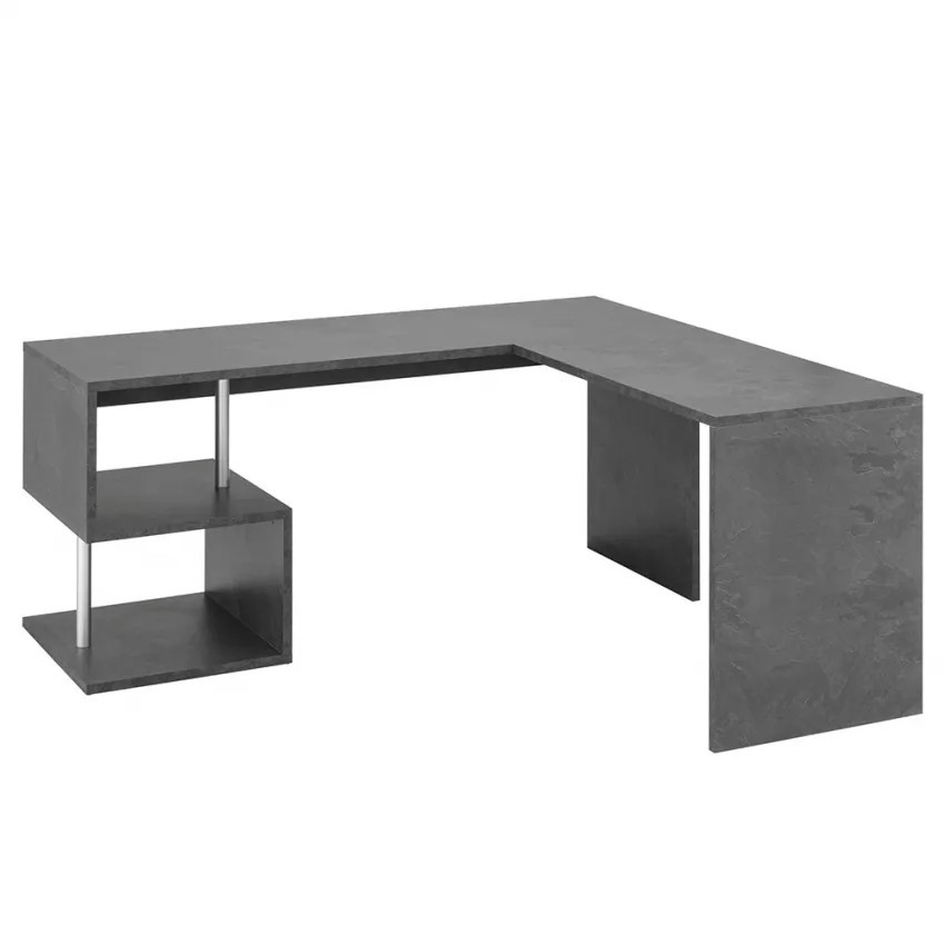 Scrivania angolare moderna 180x160 grigio antracite design Isabella