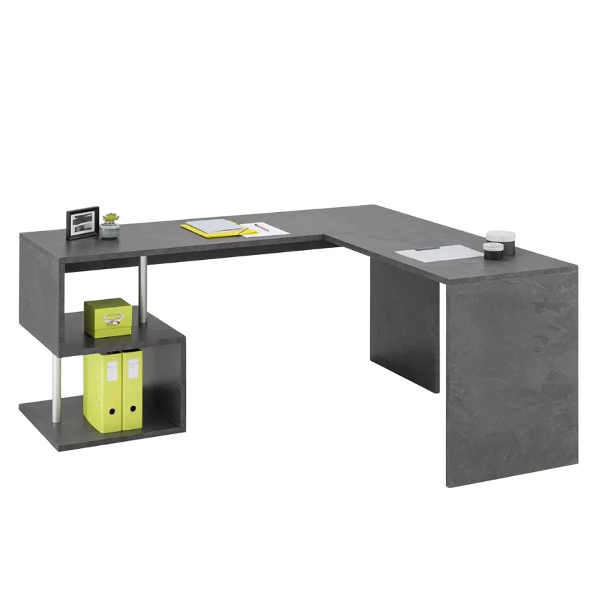 Scrivania angolare moderna 180x160 grigio antracite design Isabella
