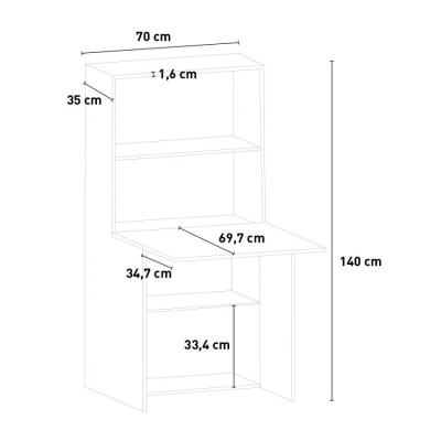 Scrivania pieghevole 70x35 con armadio e scaffale retrattile Marta