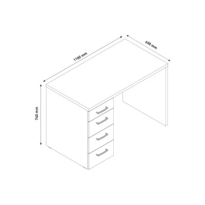Scrivania moderna in legno con contenitore 4 cassetti design Elena