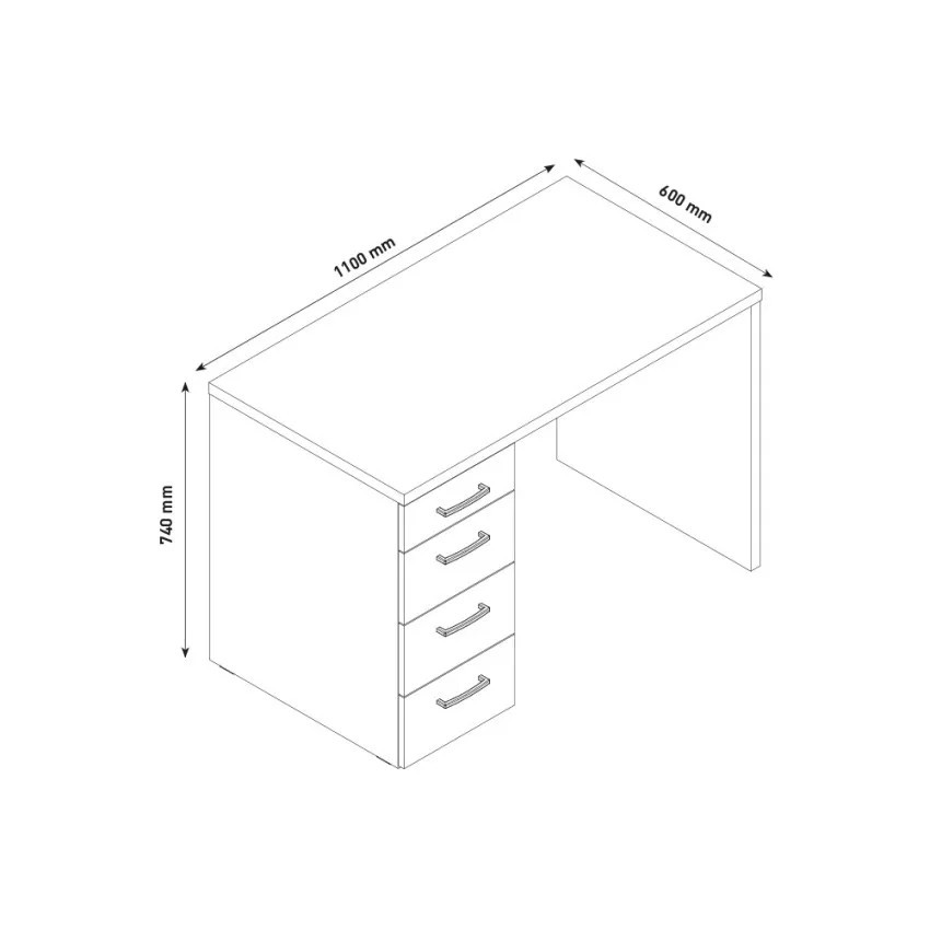 Scrivania moderna in legno con contenitore 4 cassetti design Elena
