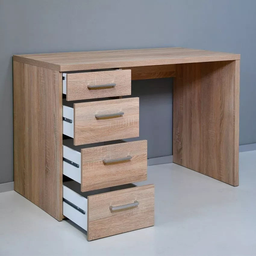 Scrivania moderna in legno con contenitore 4 cassetti design Elena
