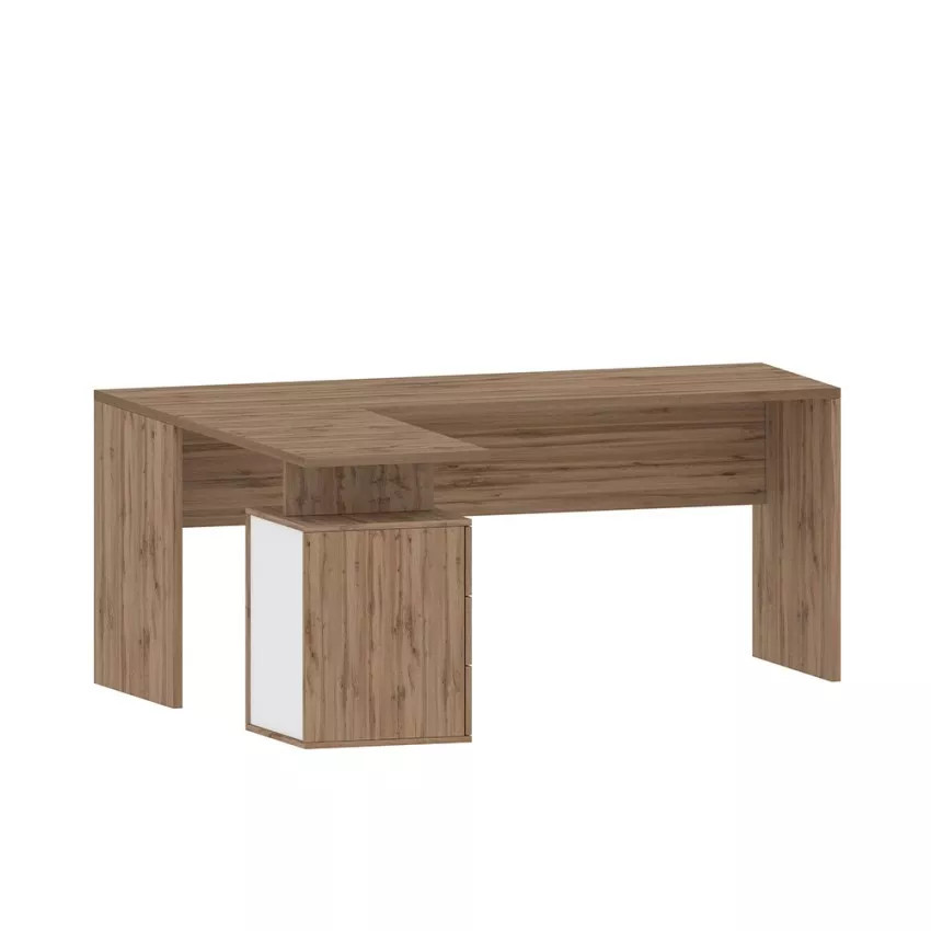 Scrivania angolare in legno moderna con 3 cassetti Matteo