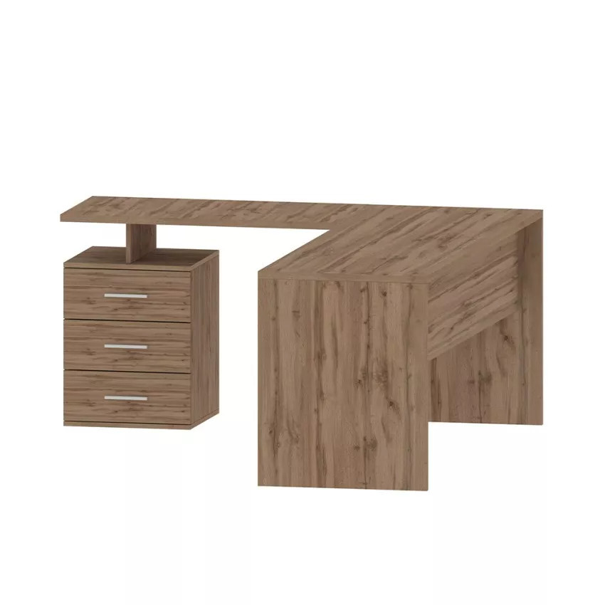 Scrivania angolare in legno moderna con 3 cassetti Matteo