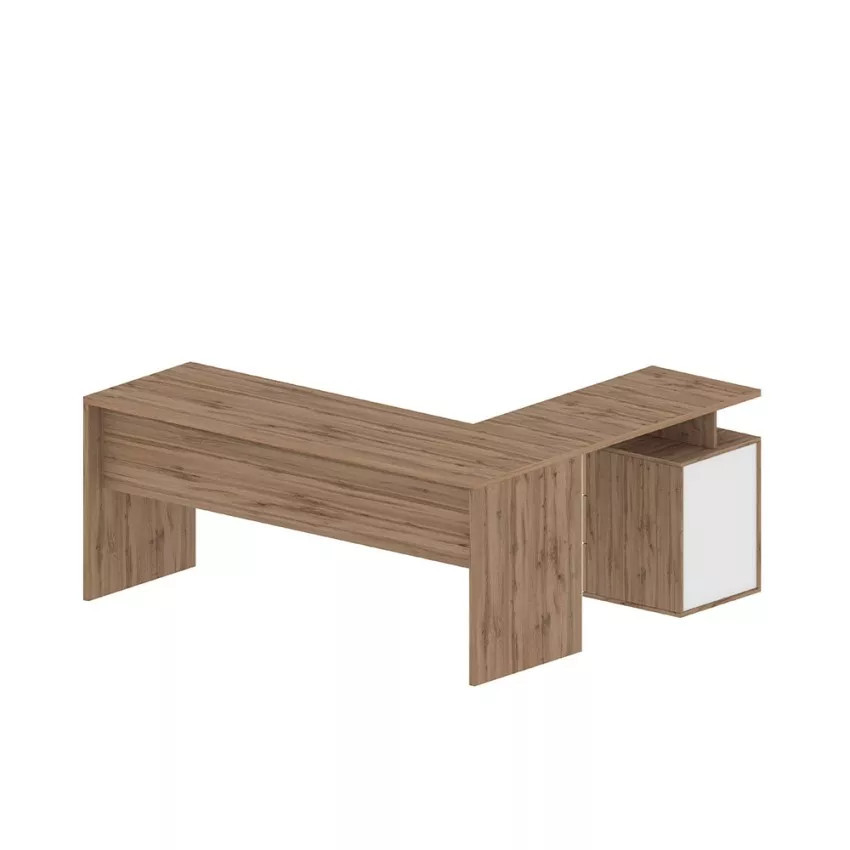 Scrivania angolare in legno moderna con 3 cassetti Matteo