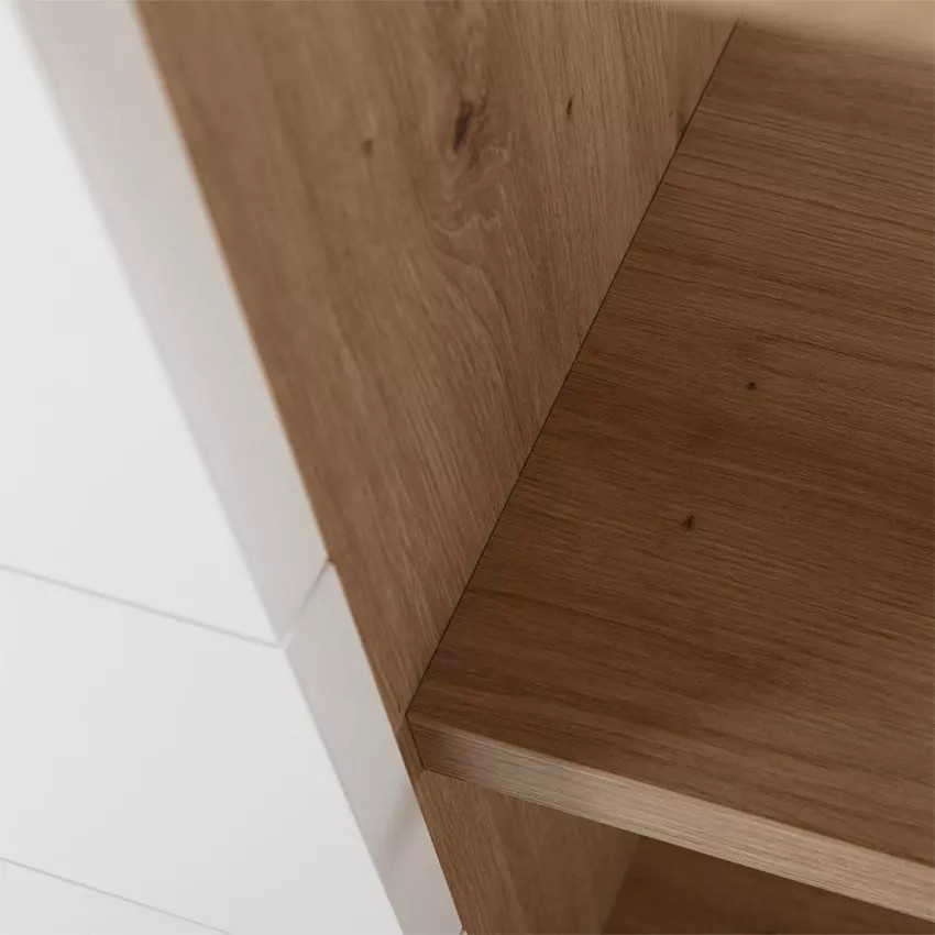 Scrivania angolare legno bianco con 3 cassetti design moderno Ottavio