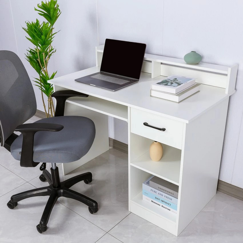 Scrivania compatta alta 106x56 con cassetto e piano scorrevole Renata