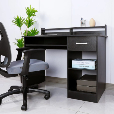 Scrivania nera compatta con cassetti multiuso 106x56 Vito