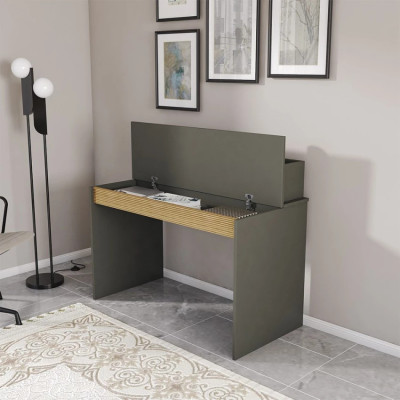 Scrivania in legno di design moderno ribalta e libreria 120x60 Brando
