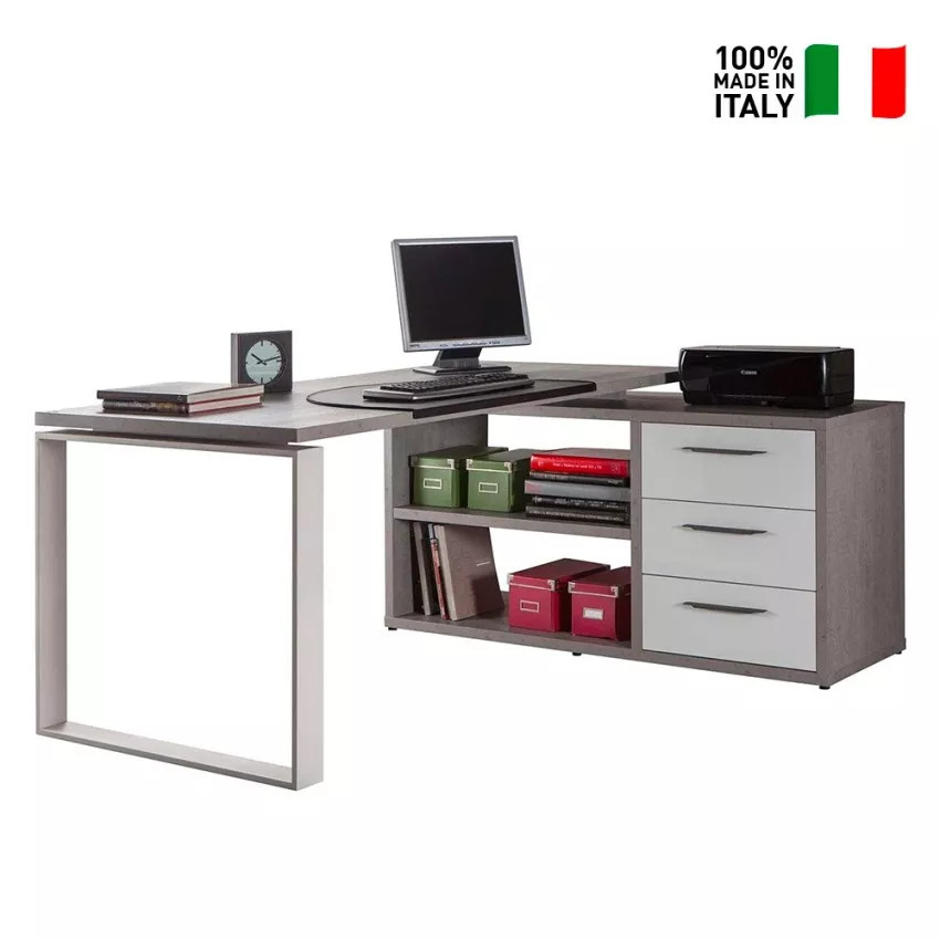 Scrivania ad angolo 170x140 cm robusta moderna minimalista Paolo