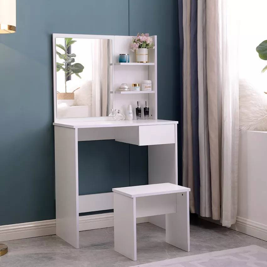 Postazione trucco con specchio cassetto e sgabello Jolie