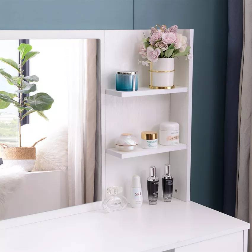 Postazione trucco con specchio cassetto e sgabello Jolie