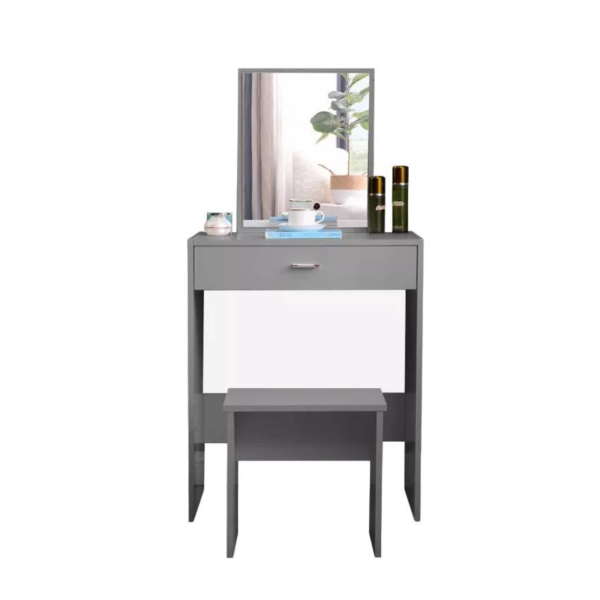 Postazione trucco grigio con cassetti e specchio Stone