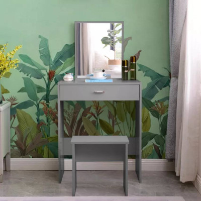 Postazione trucco grigio con cassetti e specchio Stone