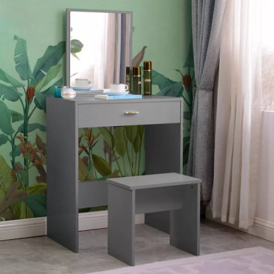 Postazione trucco grigio con cassetti e specchio Stone