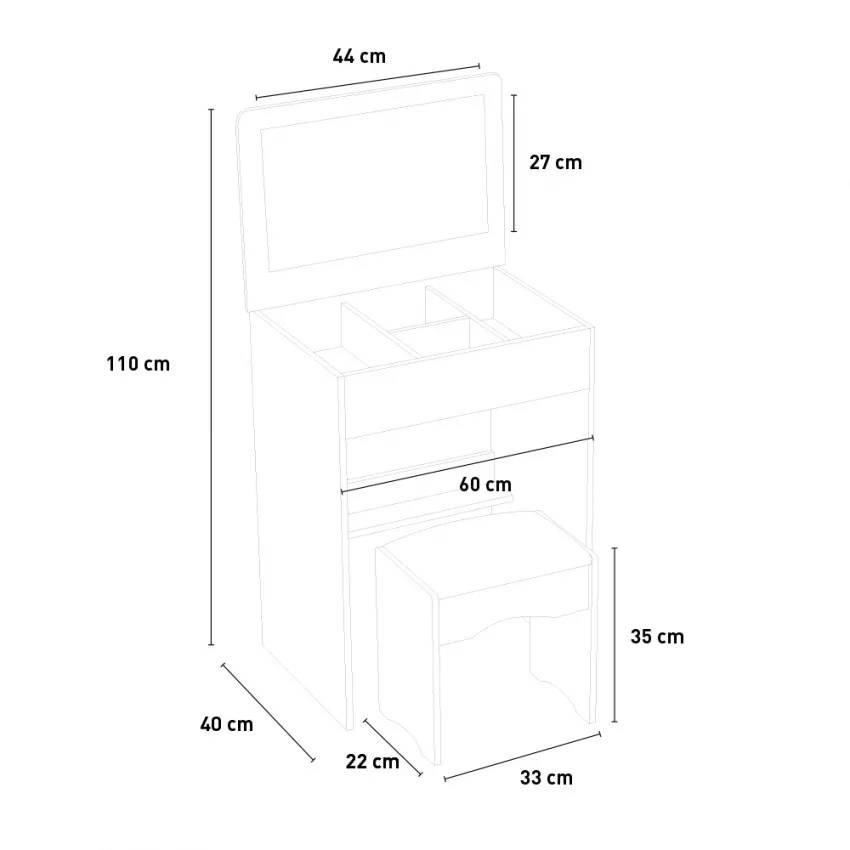Postazione trucco sgabello specchio design Hathaway