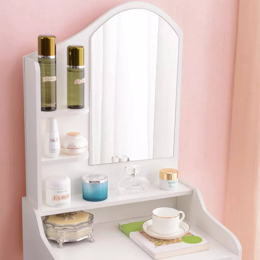 Postazione trucco con specchio e sgabello moderno Bullock