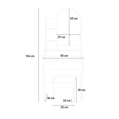 Postazione trucco con specchio e sgabello moderno Bullock