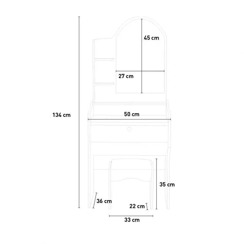 Postazione trucco con specchio e sgabello moderno Bullock