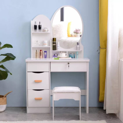 Postazione trucco con sgabello e specchio Lawrence