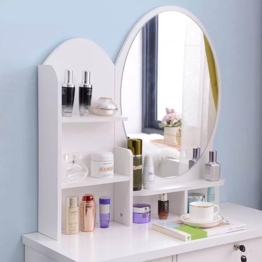 Postazione trucco con sgabello e specchio Lawrence