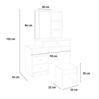 Postazione trucco con specchio scorrevole moderno Berry