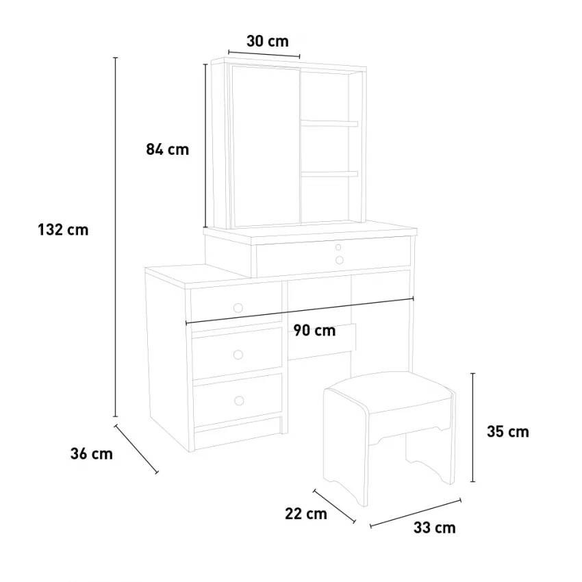 Postazione trucco con specchio scorrevole moderno Berry