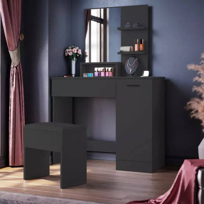 Postazione trucco con cassetto sgabello e specchio Mirren