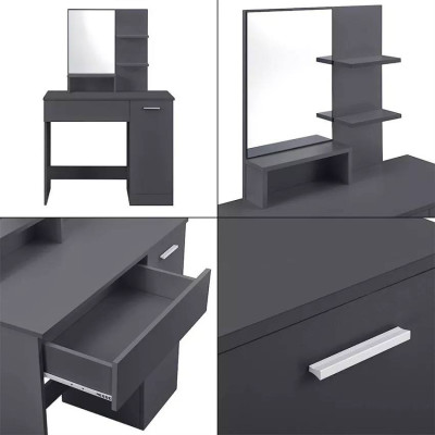 Postazione trucco con cassetto sgabello e specchio Mirren