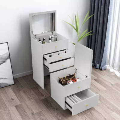 Postazione trucco con specchio e cassettiera compatta Lively