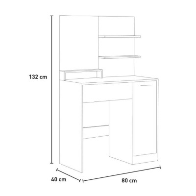 Postazione trucco moderno con specchio e armadietto in legno Johnson