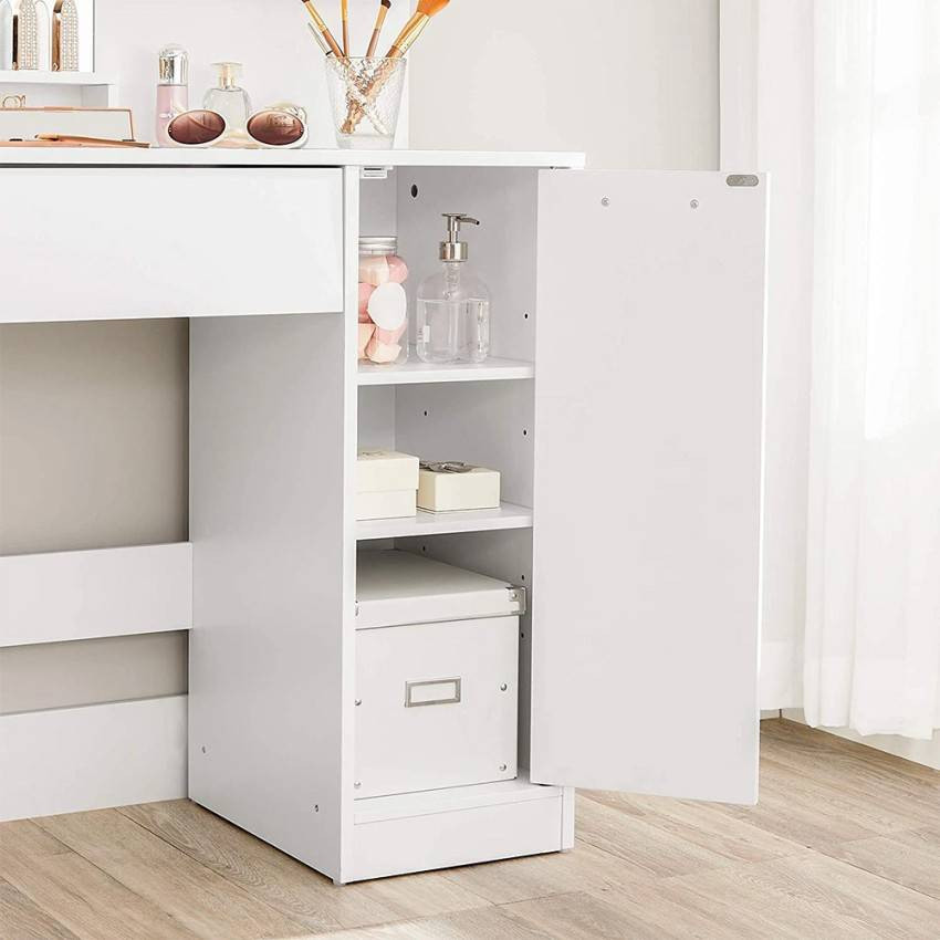 Postazione trucco con specchio sgabello e armadietto Vikander