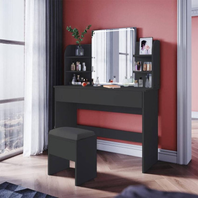 Postazione trucco moderno nero con specchio LED Green