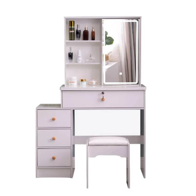 Postazione trucco mobile con specchio LED e sgabello Swinton