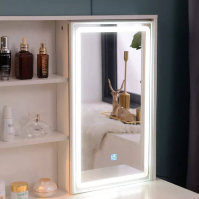 Postazione trucco mobile con specchio LED e sgabello Swinton