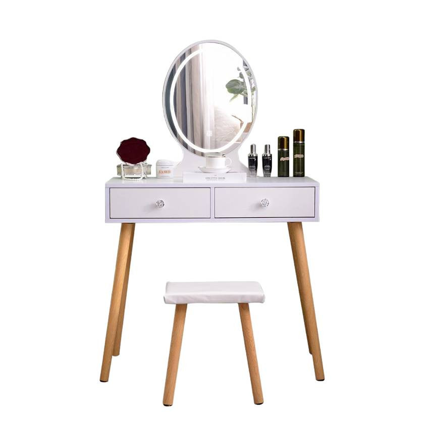 Postazione trucco moderno con specchio LED cassetti e sgabello Lopez