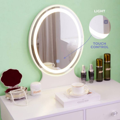 Postazione trucco moderno con specchio LED cassetti e sgabello Lopez