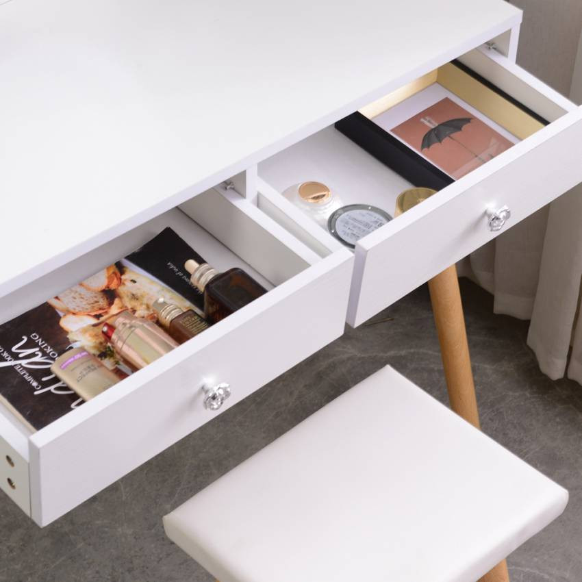 Postazione trucco moderno con specchio LED cassetti e sgabello Lopez