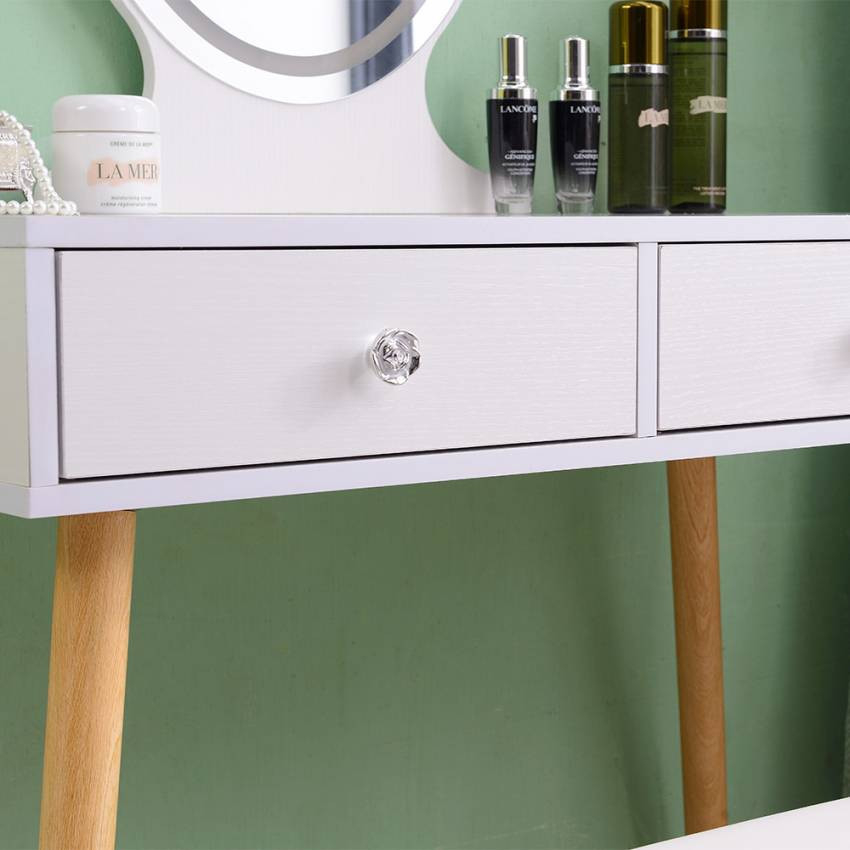 Postazione trucco moderno con specchio LED cassetti e sgabello Lopez